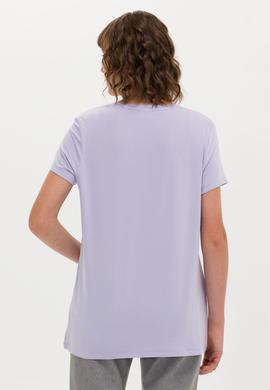 Kadın Lila V Yaka Basic Tişört - 50246033064