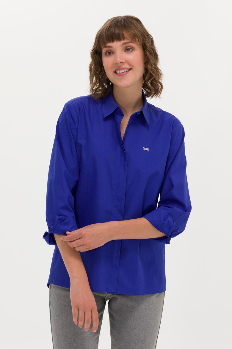 Kadın Saks Uzun Kollu Gömlek