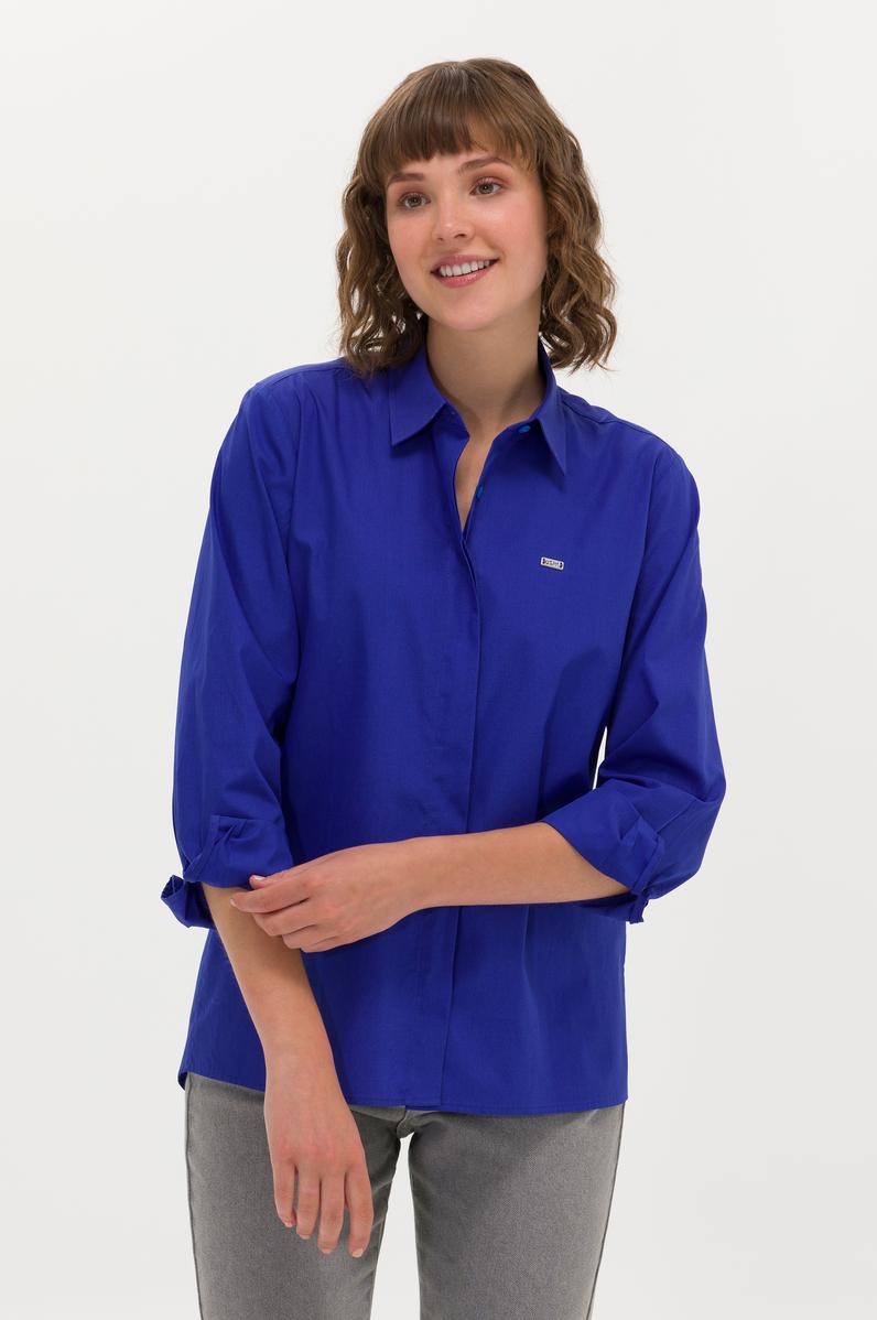 Kadın Saks Uzun Kollu Gömlek