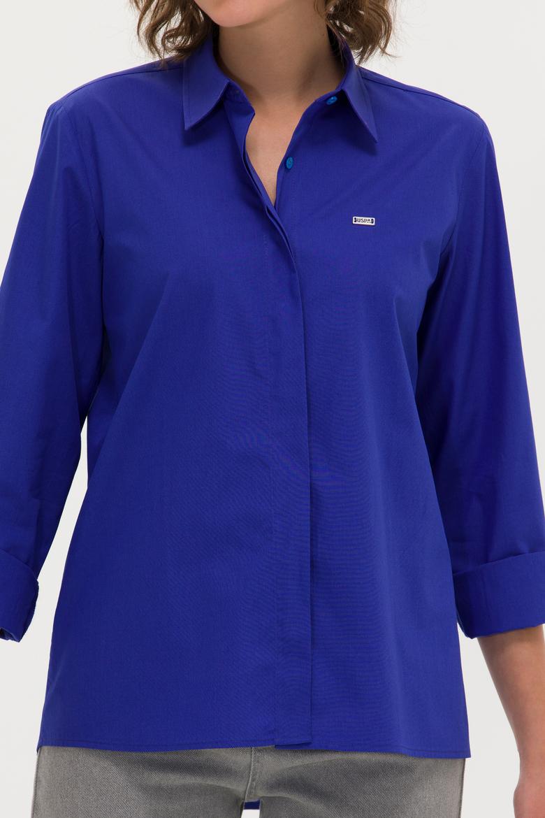 Kadın Saks Uzun Kollu Gömlek - 50266558026