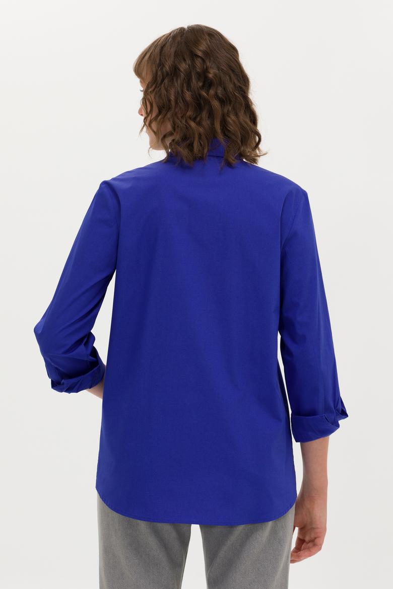 Kadın Saks Uzun Kollu Gömlek - 50266558026