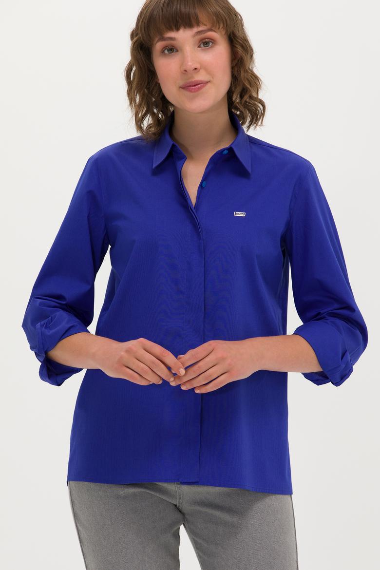 Kadın Saks Uzun Kollu Gömlek - 50266558026