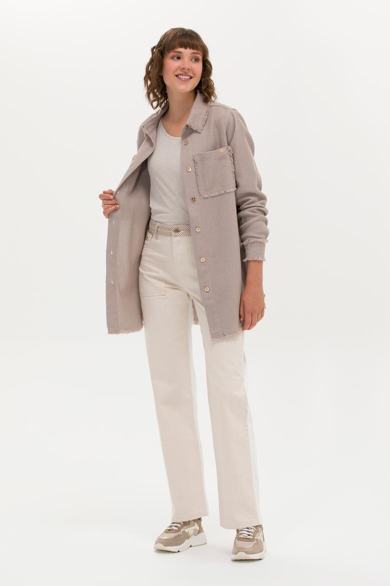 Kadın Bej Jean Tunik Gömlek - 50270652007