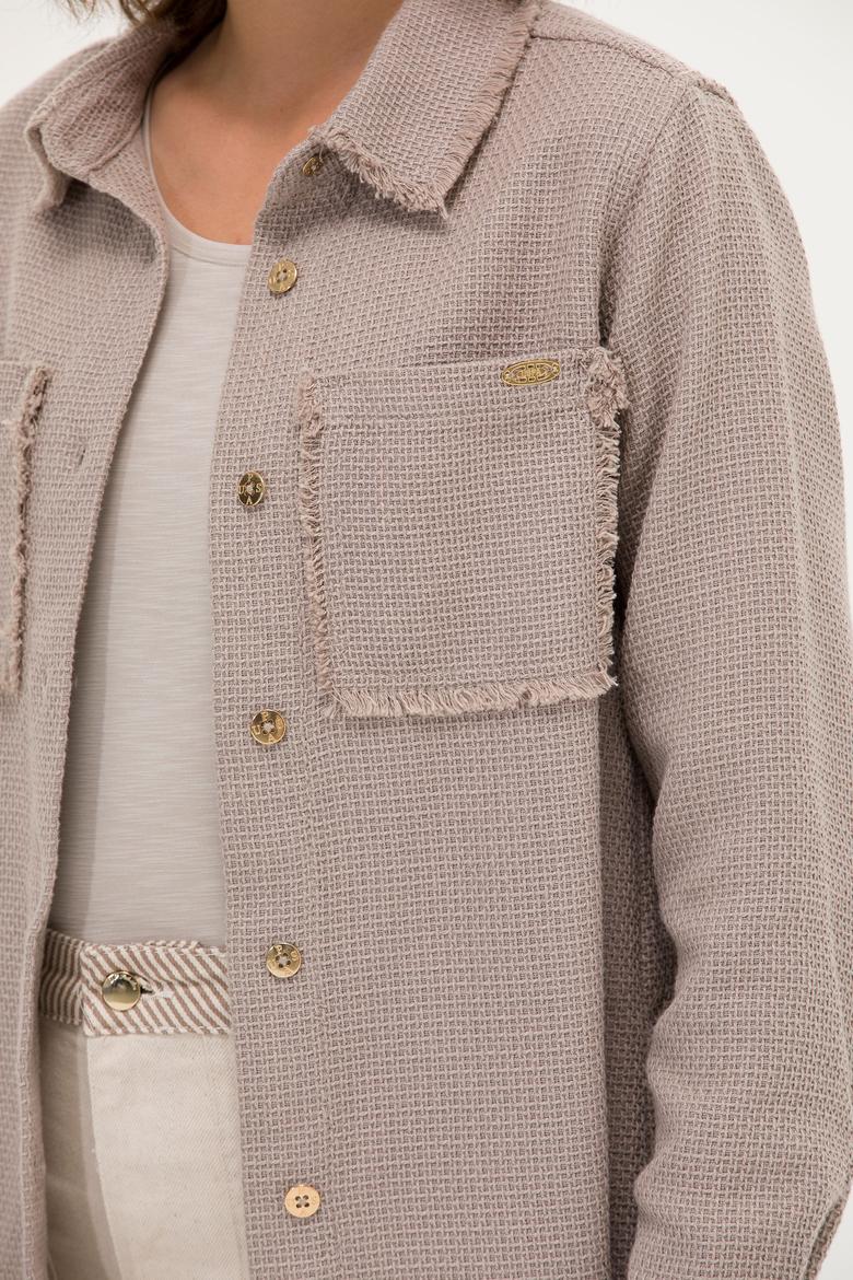 Kadın Bej Jean Tunik Gömlek - 50270652007