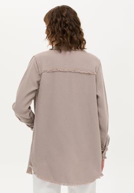 Kadın Bej Jean Tunik Gömlek - 50270652007