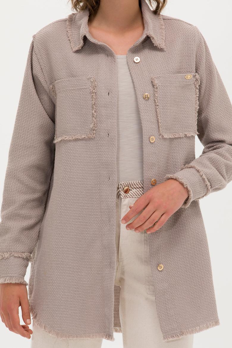Kadın Bej Jean Tunik Gömlek - 50270652007