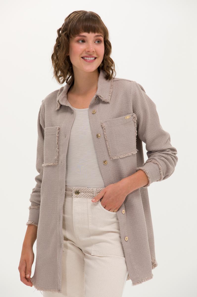 Kadın Bej Jean Tunik Gömlek