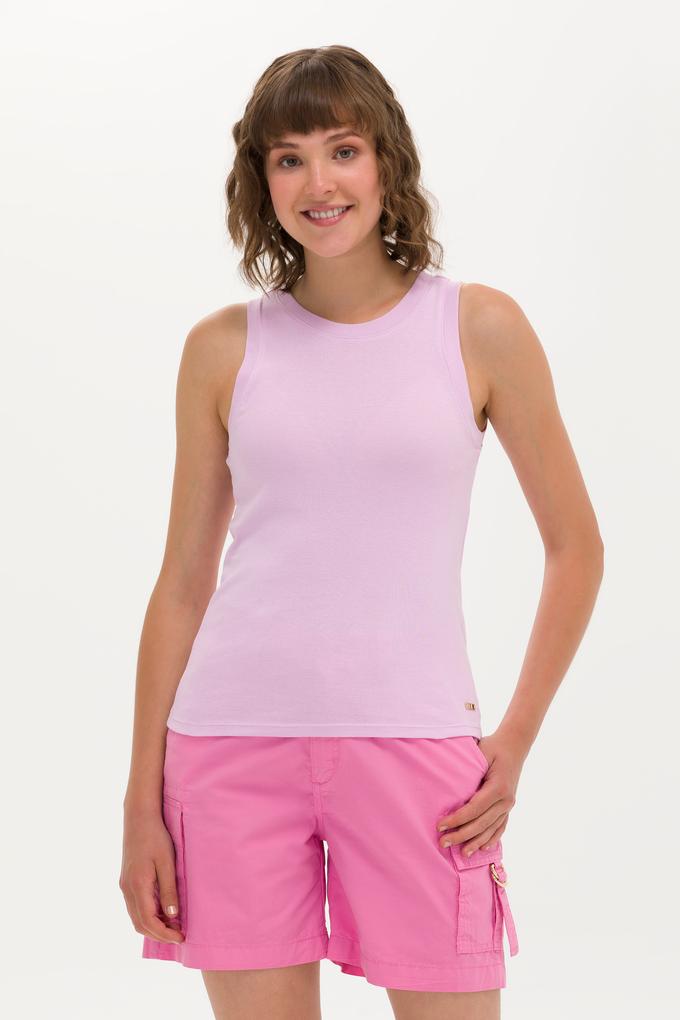 Kadın Manolya Bisiklet Yaka Kolsuz Tişört