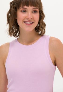 Kadın Manolya Bisiklet Yaka Kolsuz Tişört - 50266320073