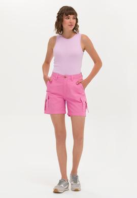 Kadın Manolya Bisiklet Yaka Kolsuz Tişört - 50266320073