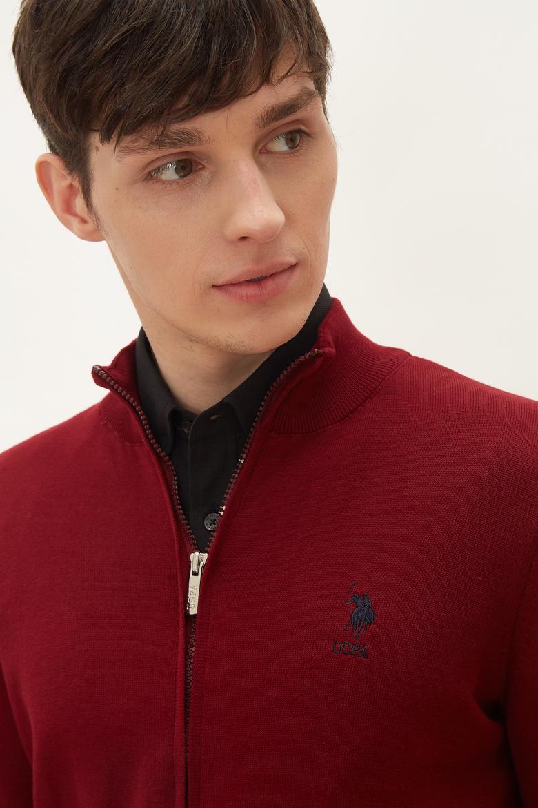 Erkek Bordo Basic Triko Hırka - 50244265043