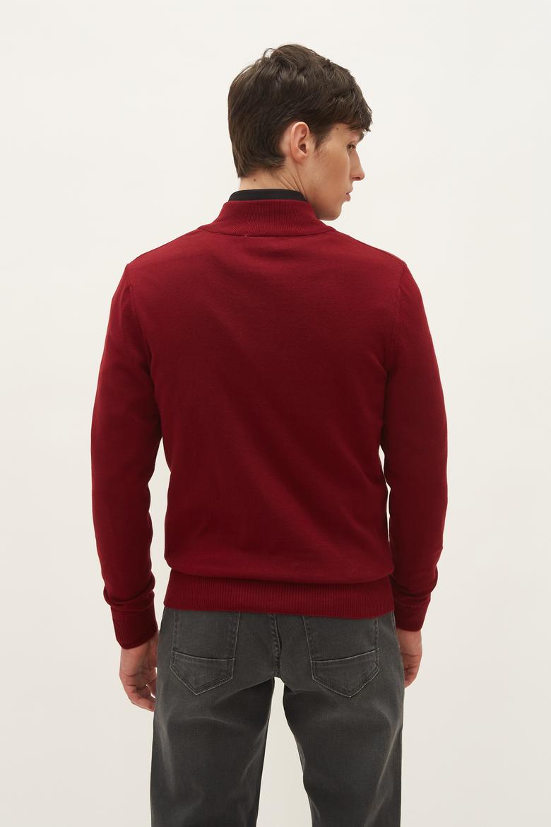 Erkek Bordo Basic Triko Hırka - 50244265043