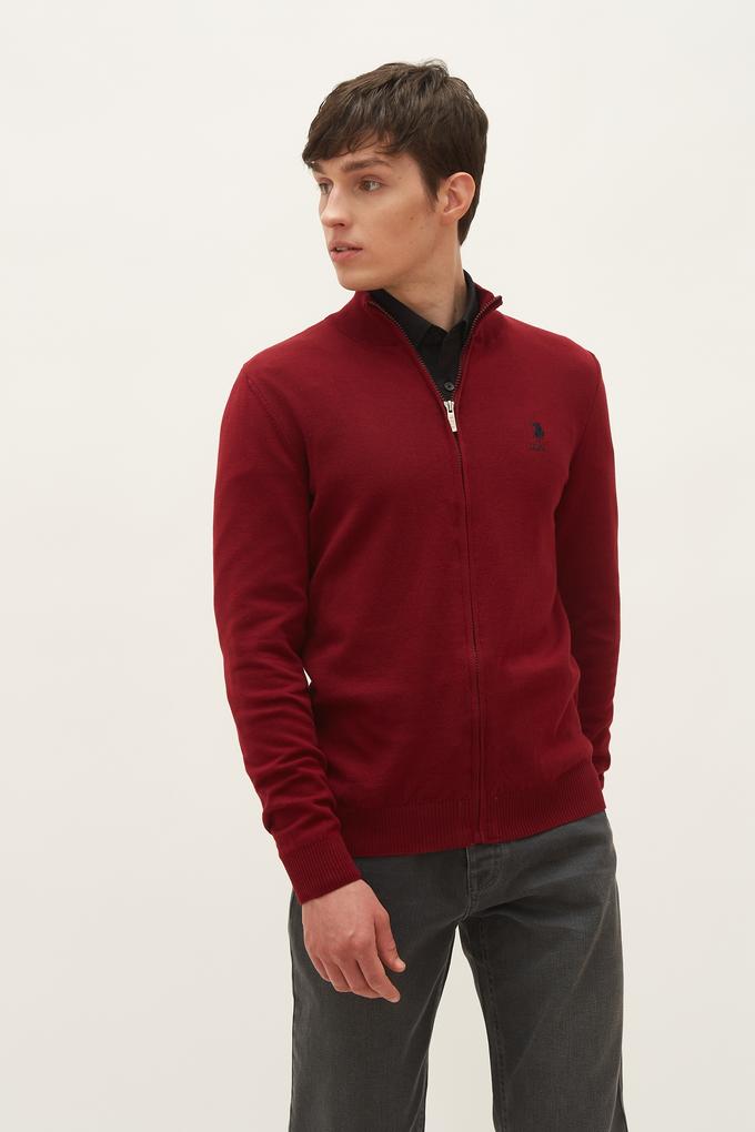 Erkek Bordo Basic Triko Hırka