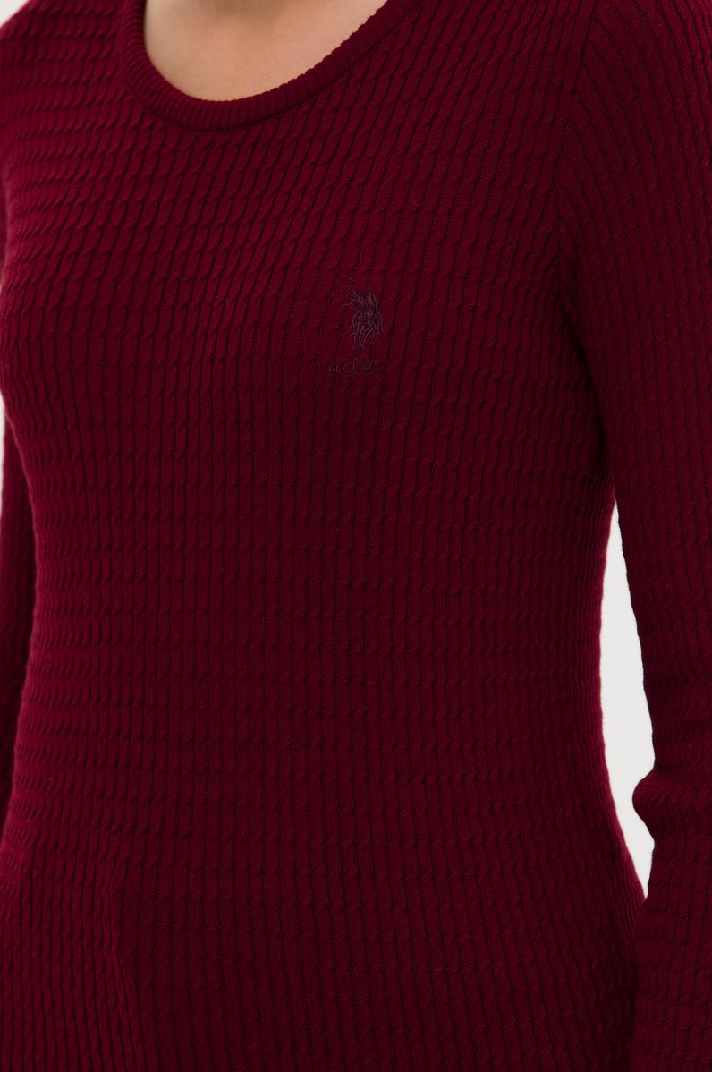 Kadın Bordo Bisiklet Yaka Basic Kazak