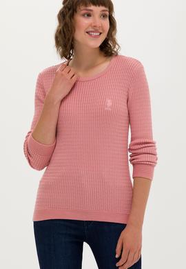 Kadın Pudra Bisiklet Yaka Basic Kazak - 50269013094