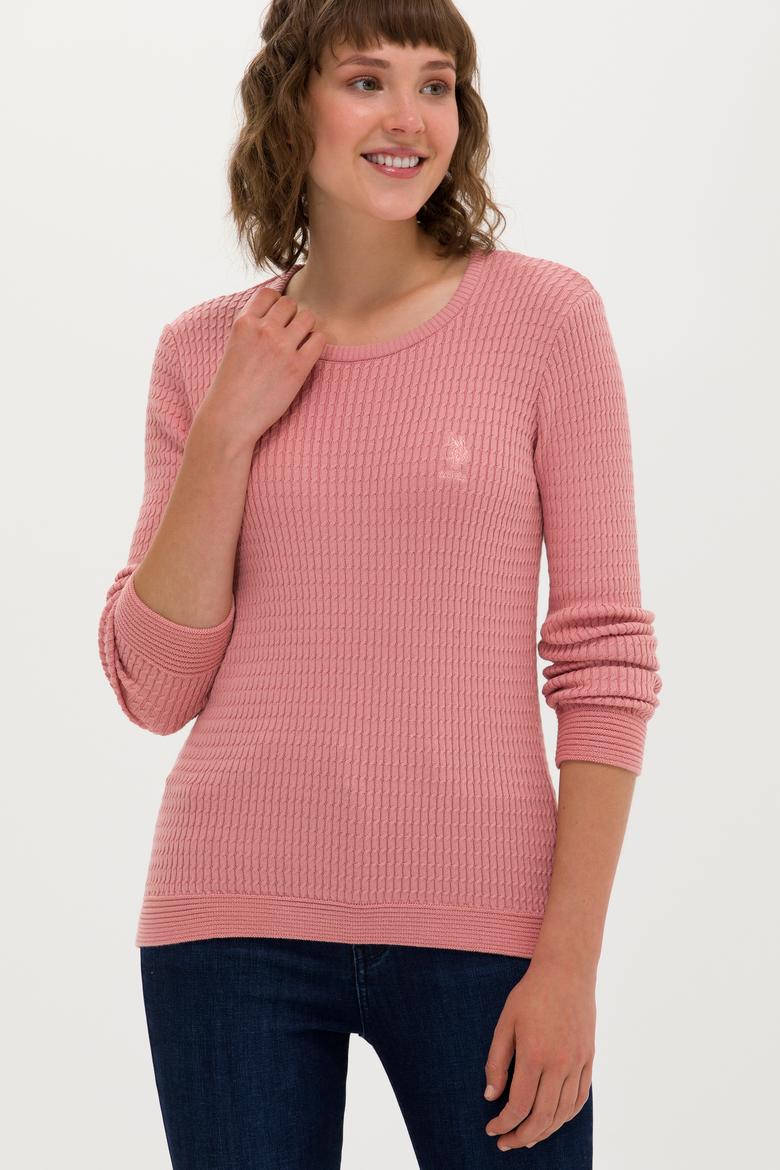 Kadın Pudra Bisiklet Yaka Basic Kazak - 50269013094