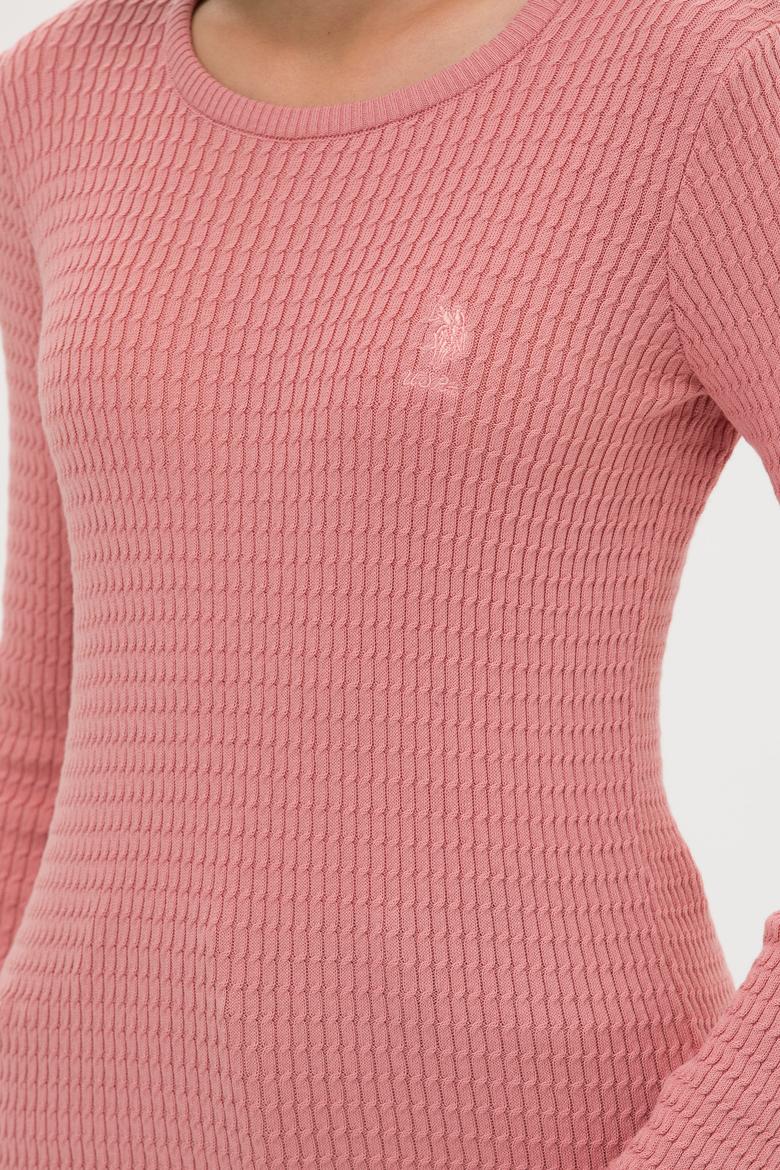 Kadın Pudra Bisiklet Yaka Basic Kazak - 50269013094