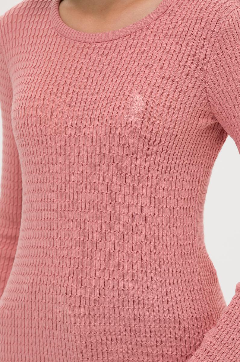 Kadın Pudra Bisiklet Yaka Basic Kazak