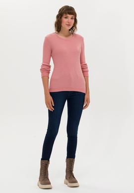 Kadın Pudra Bisiklet Yaka Basic Kazak - 50269013094