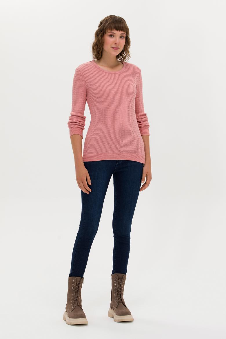 Kadın Pudra Bisiklet Yaka Basic Kazak - 50269013094