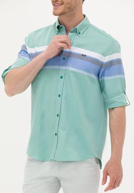 Erkek Yeşil Uzun Kollu Gömlek - 50263896008