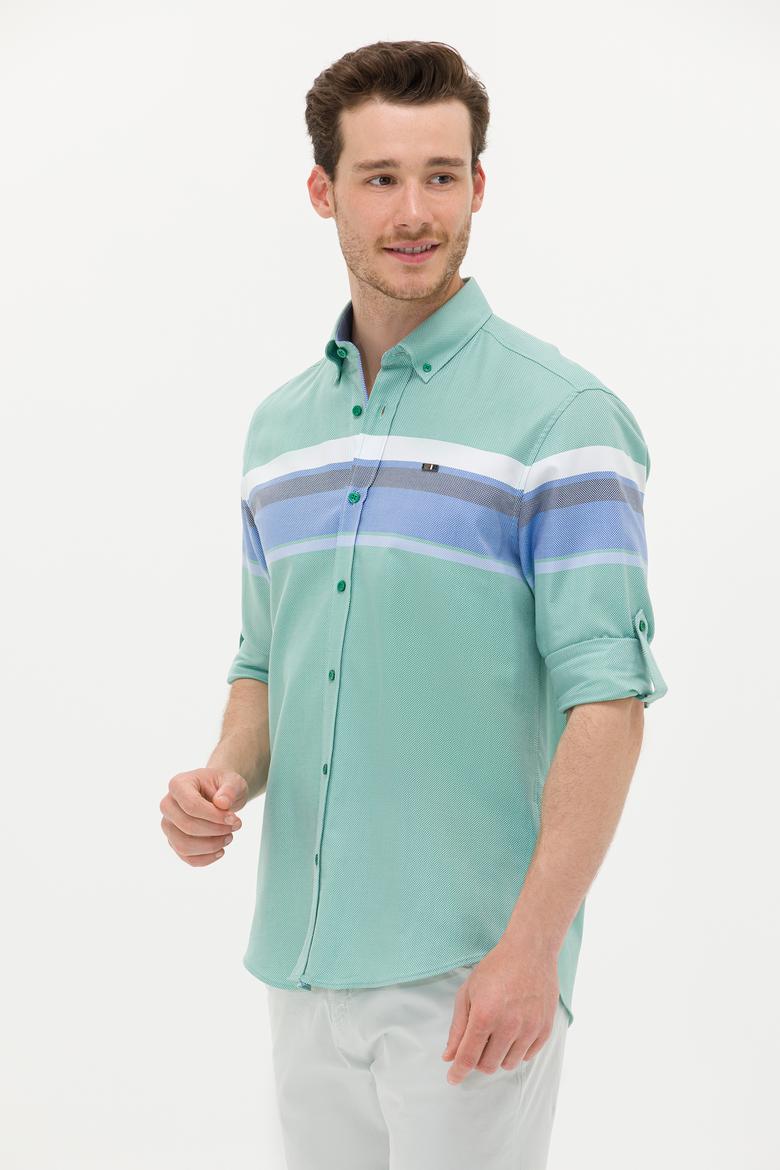 Erkek Yeşil Uzun Kollu Gömlek - 50263896008