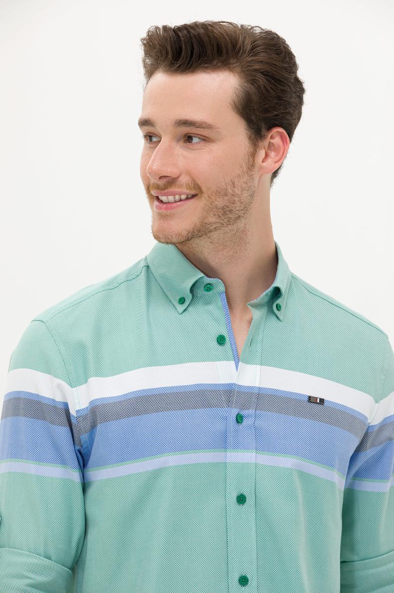 Erkek Yeşil Uzun Kollu Gömlek