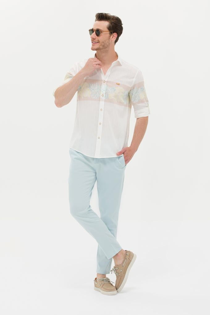 Erkek Krem Uzun Kollu Gömlek