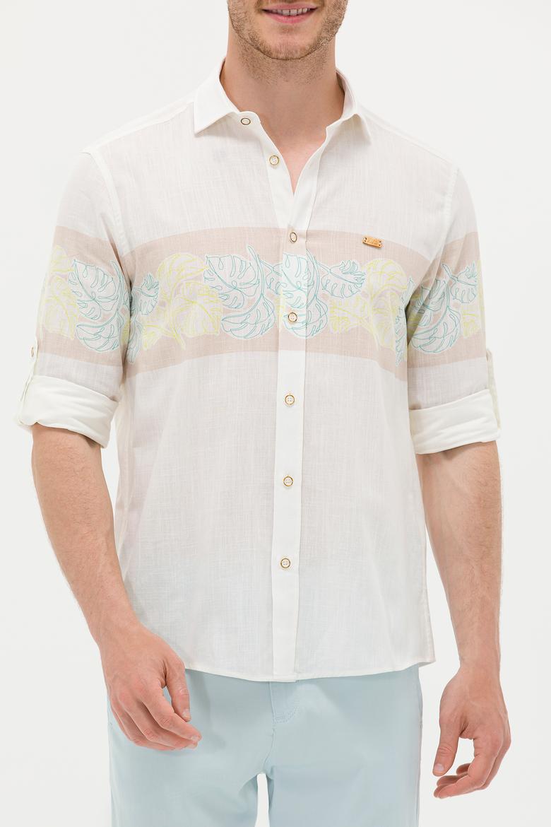 Erkek Krem Uzun Kollu Gömlek - 50263333009