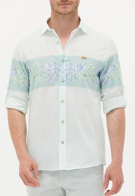 Erkek Su Yeşili Uzun Kollu Gömlek - 50263333015