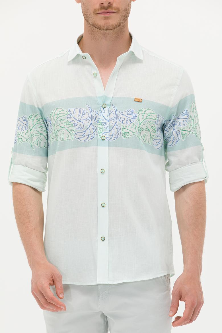 Erkek Su Yeşili Uzun Kollu Gömlek - 50263333015