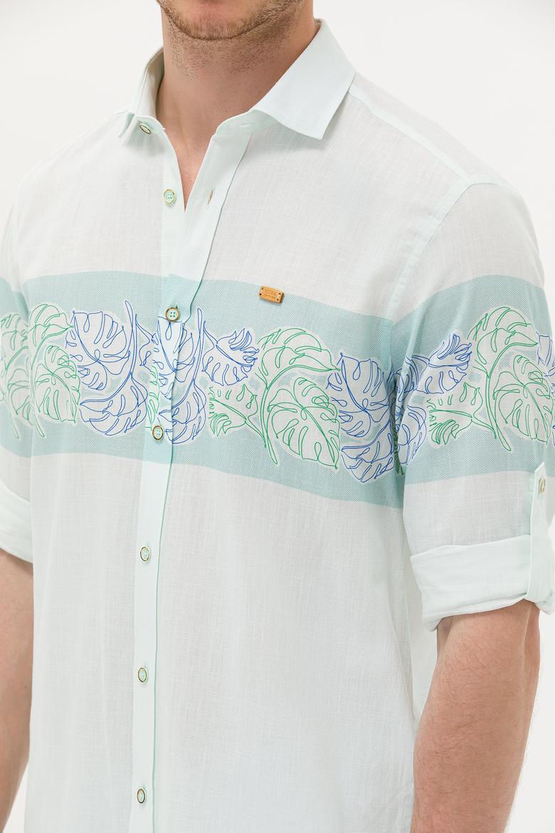 Erkek Su Yeşili Uzun Kollu Gömlek - 50263333015