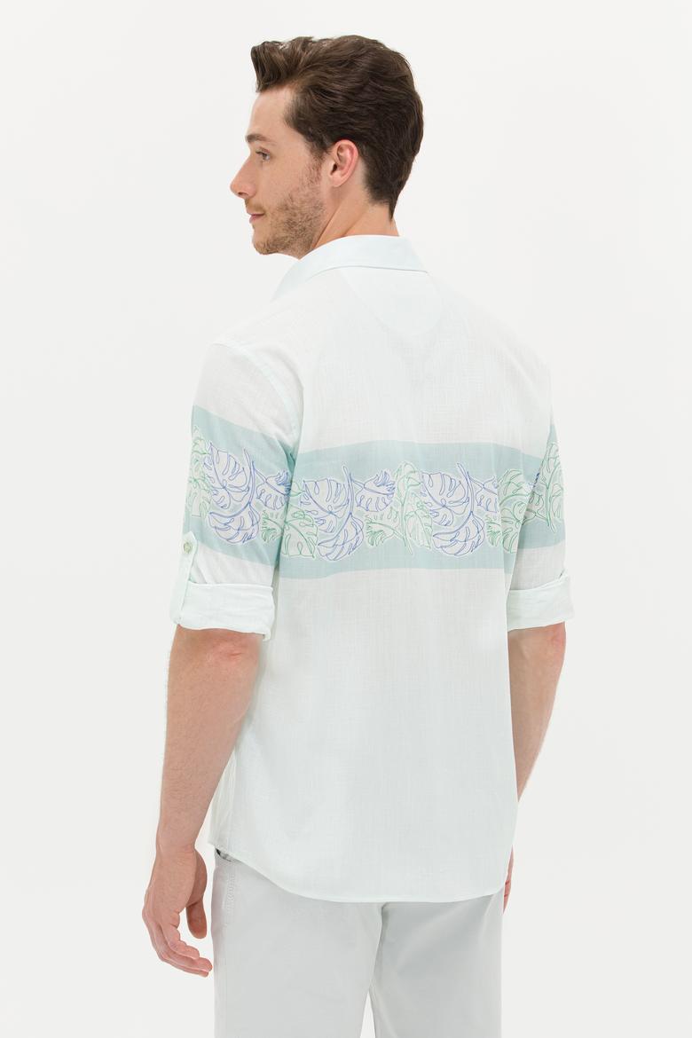 Erkek Su Yeşili Uzun Kollu Gömlek - 50263333015