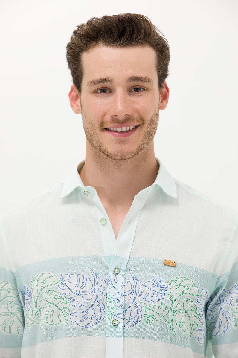 Erkek Su Yeşili Uzun Kollu Gömlek