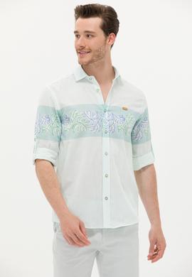 Erkek Su Yeşili Uzun Kollu Gömlek - 50263333015