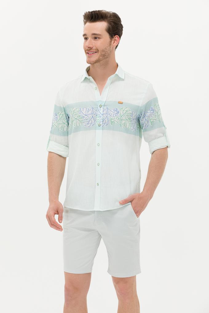 Erkek Su Yeşili Uzun Kollu Gömlek