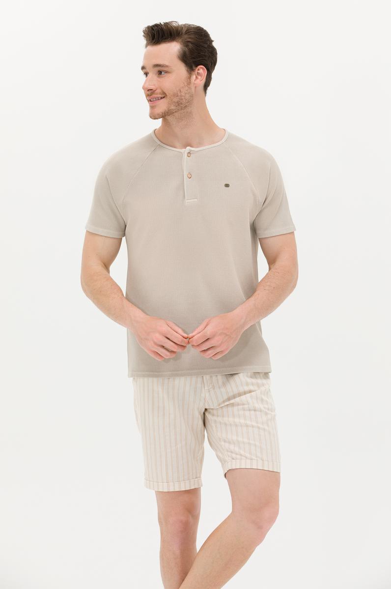 Erkek Taş Bisiklet Yaka Tişört