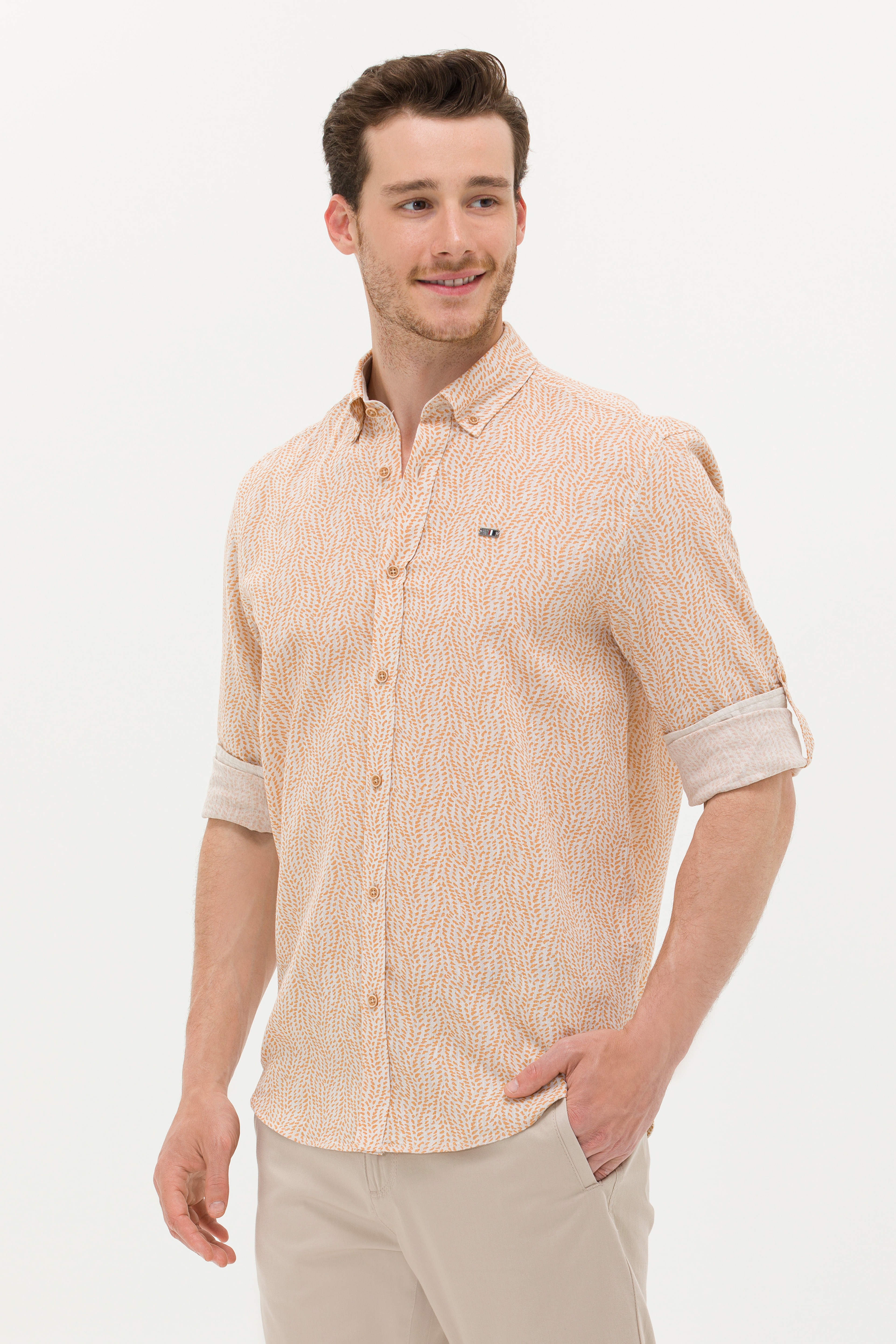 Erkek Camel Uzun Kollu Gömlek - Image 3