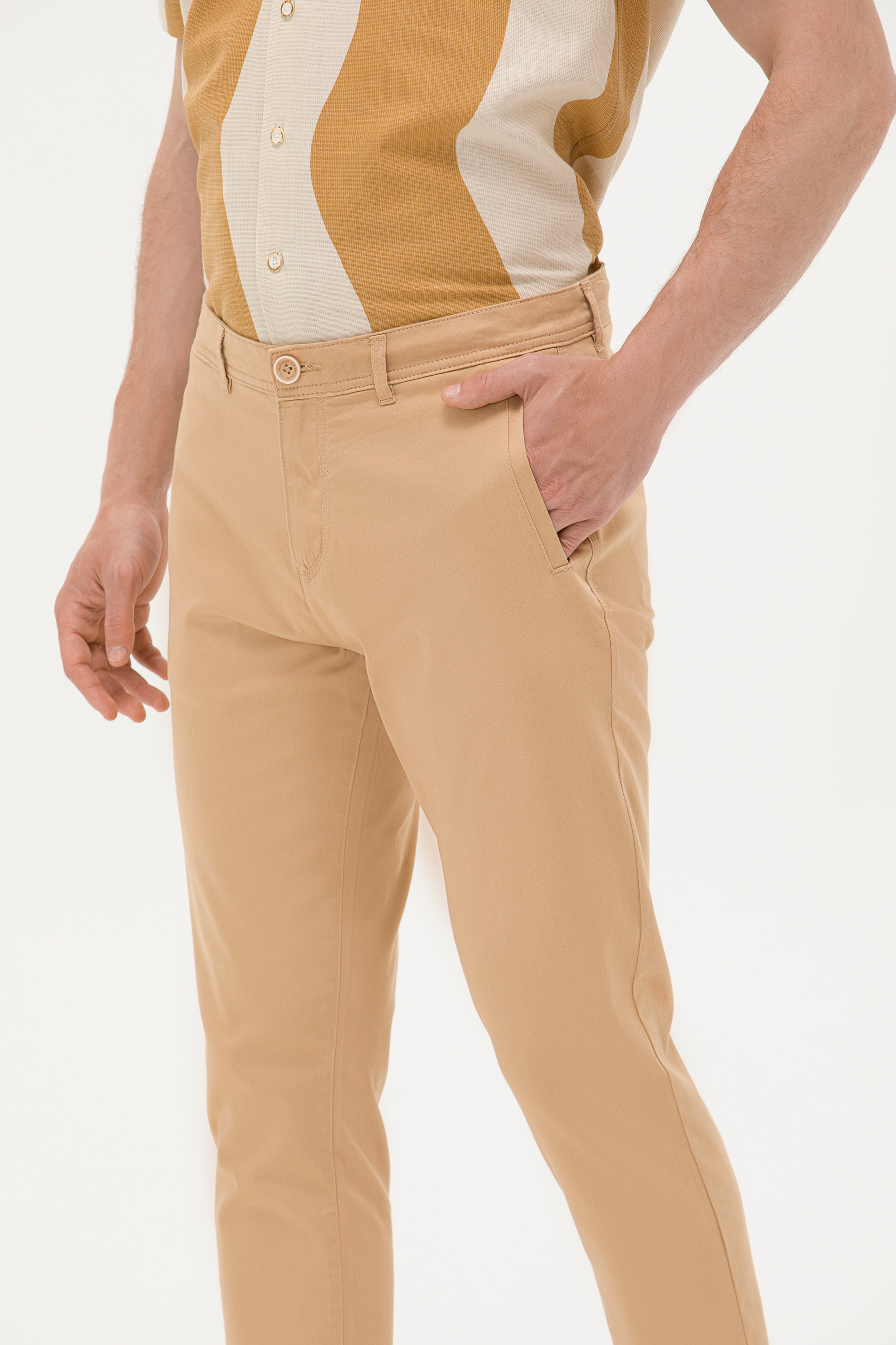 Erkek Carrot Fit Camel Kanvas Pantolon