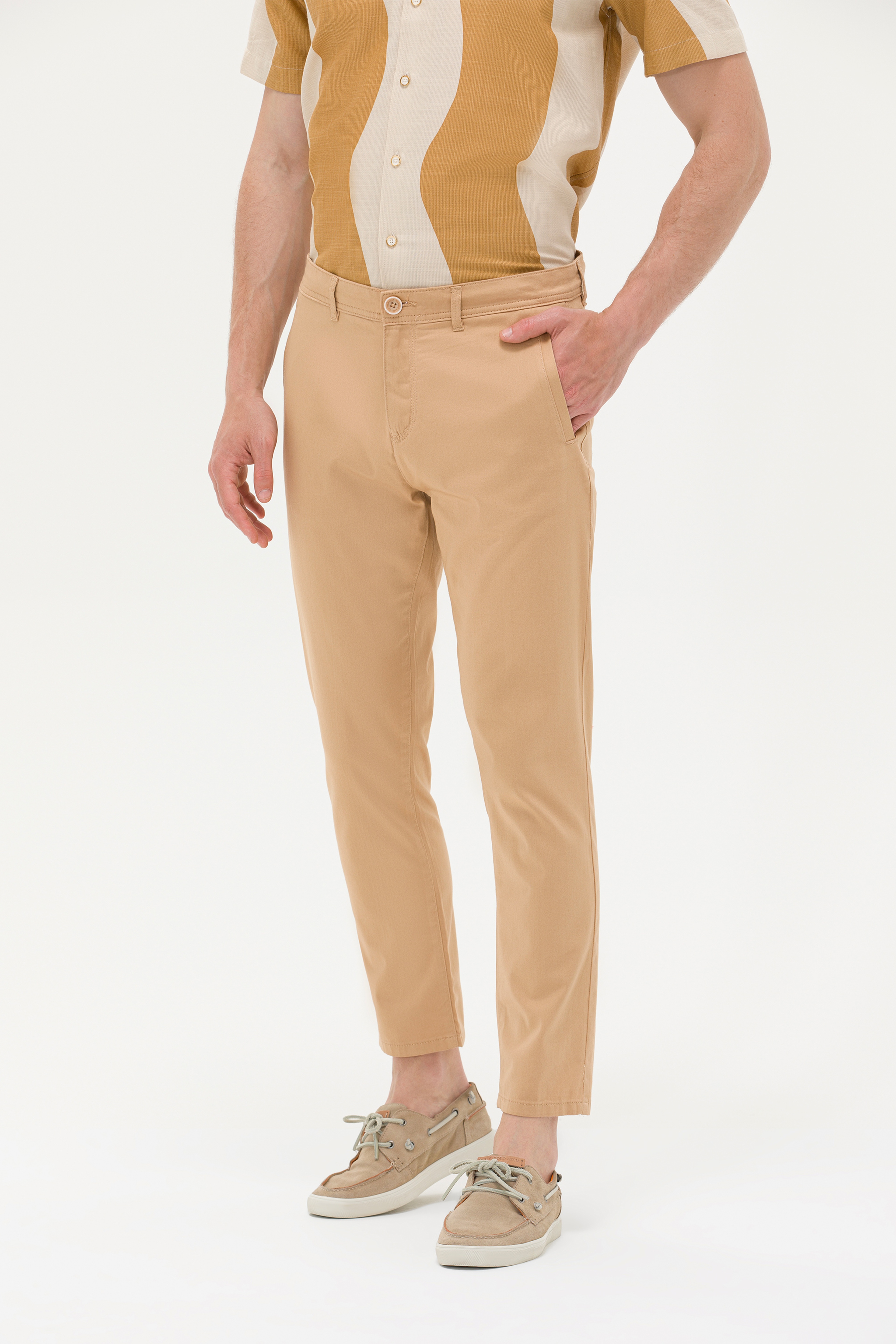 Erkek Carrot Fit Camel Kanvas Pantolon - Image 2