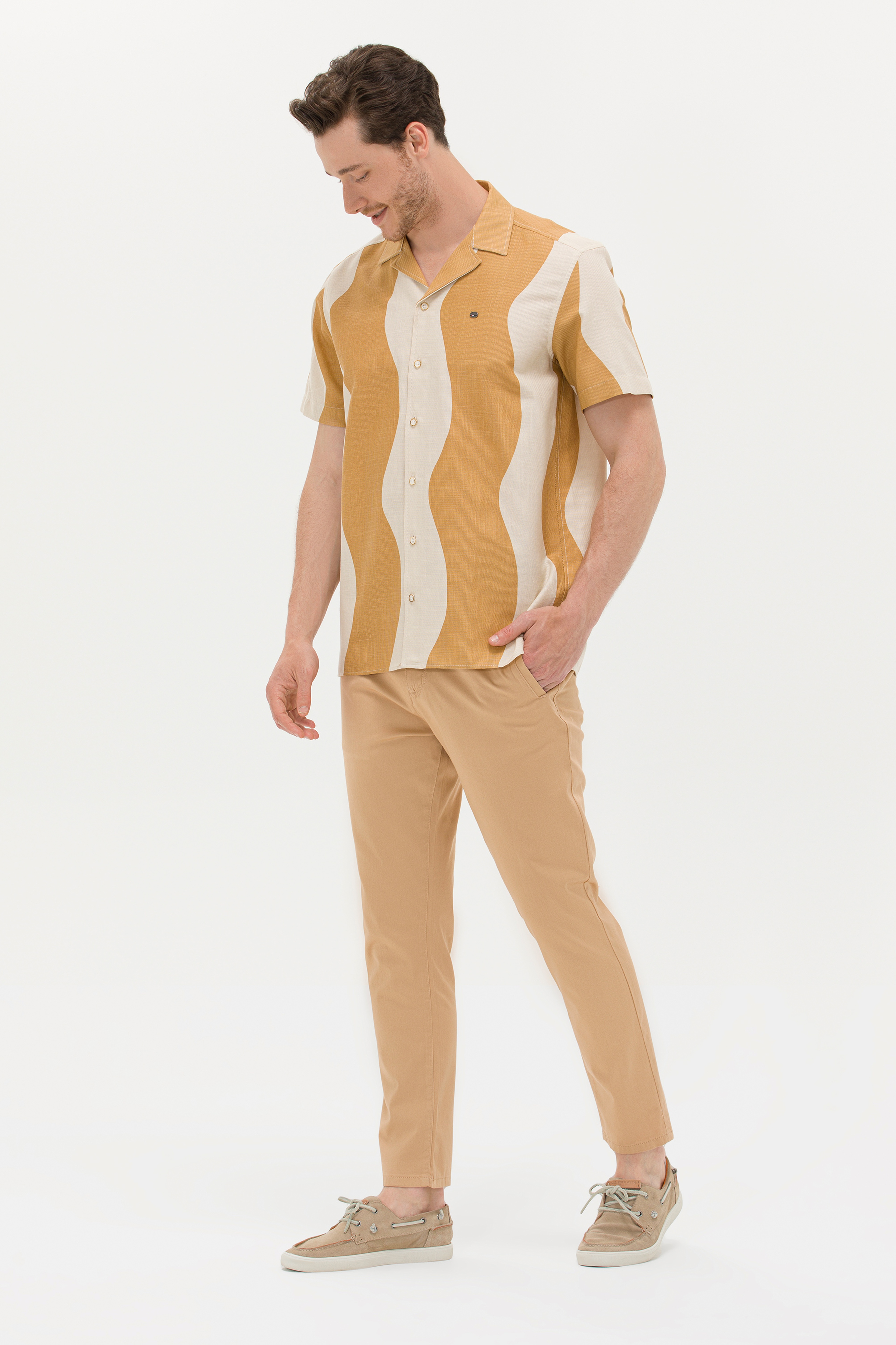 Erkek Carrot Fit Camel Kanvas Pantolon - Image 3