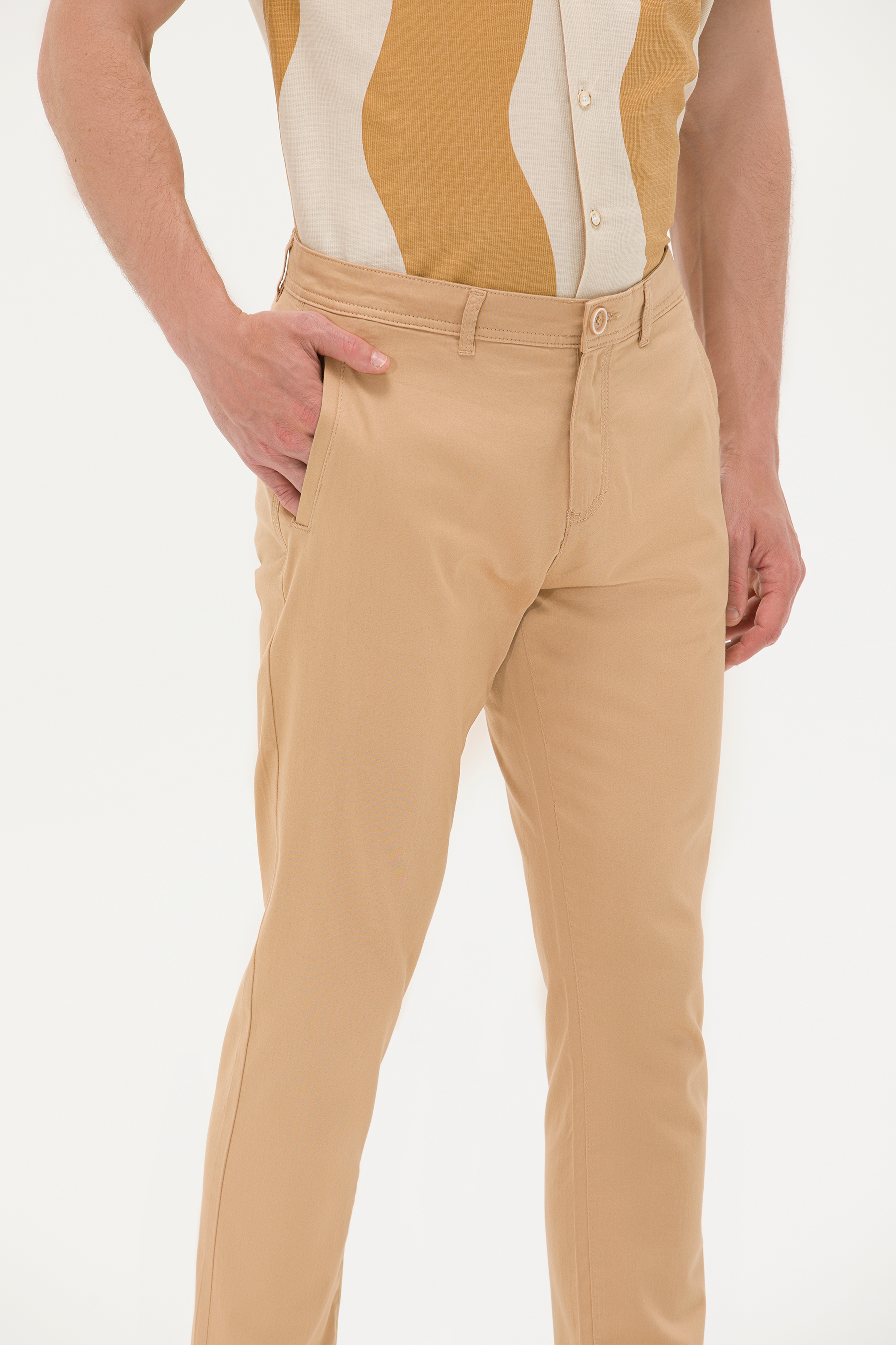 Erkek Carrot Fit Camel Kanvas Pantolon - Image 5