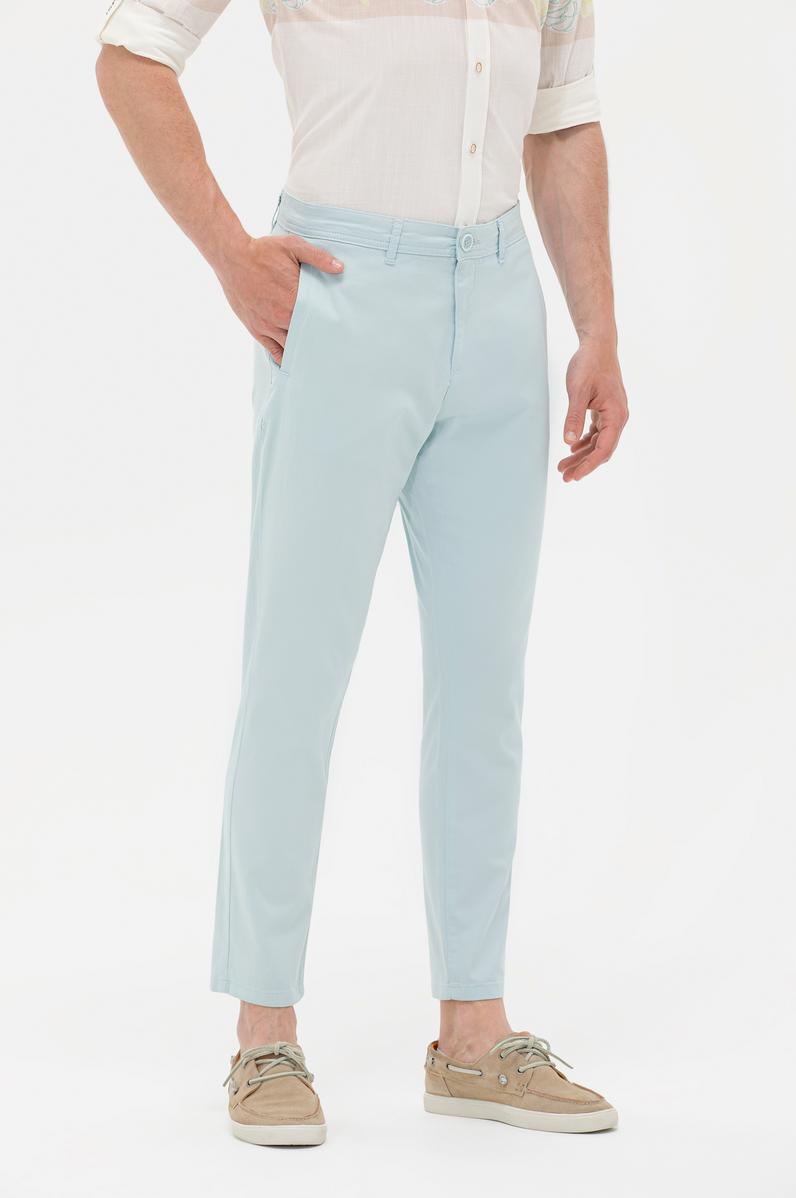 Erkek Su Yeşili Kanvas Pantolon