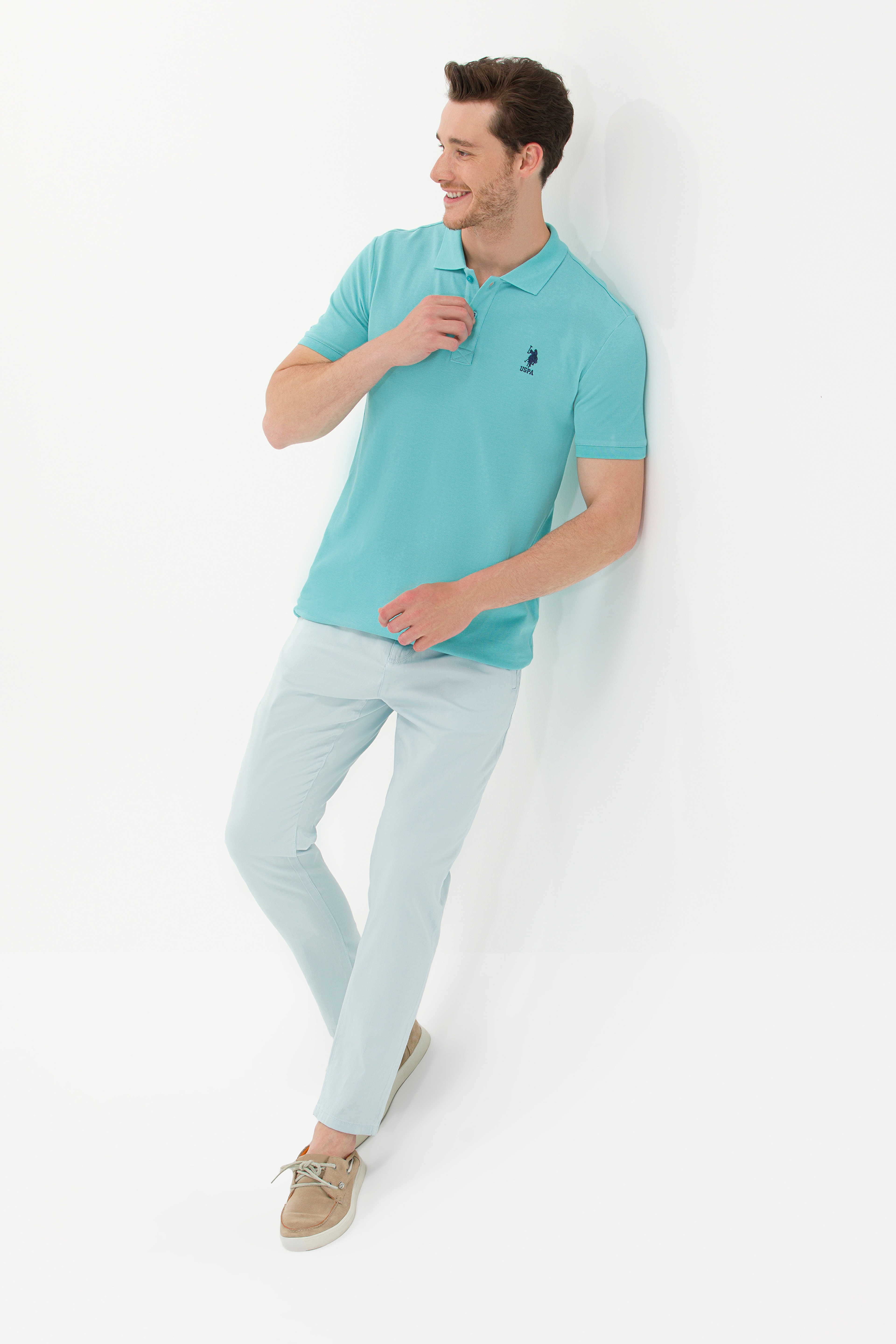 Erkek Mint Basic Polo Yaka Tişört - Image 1