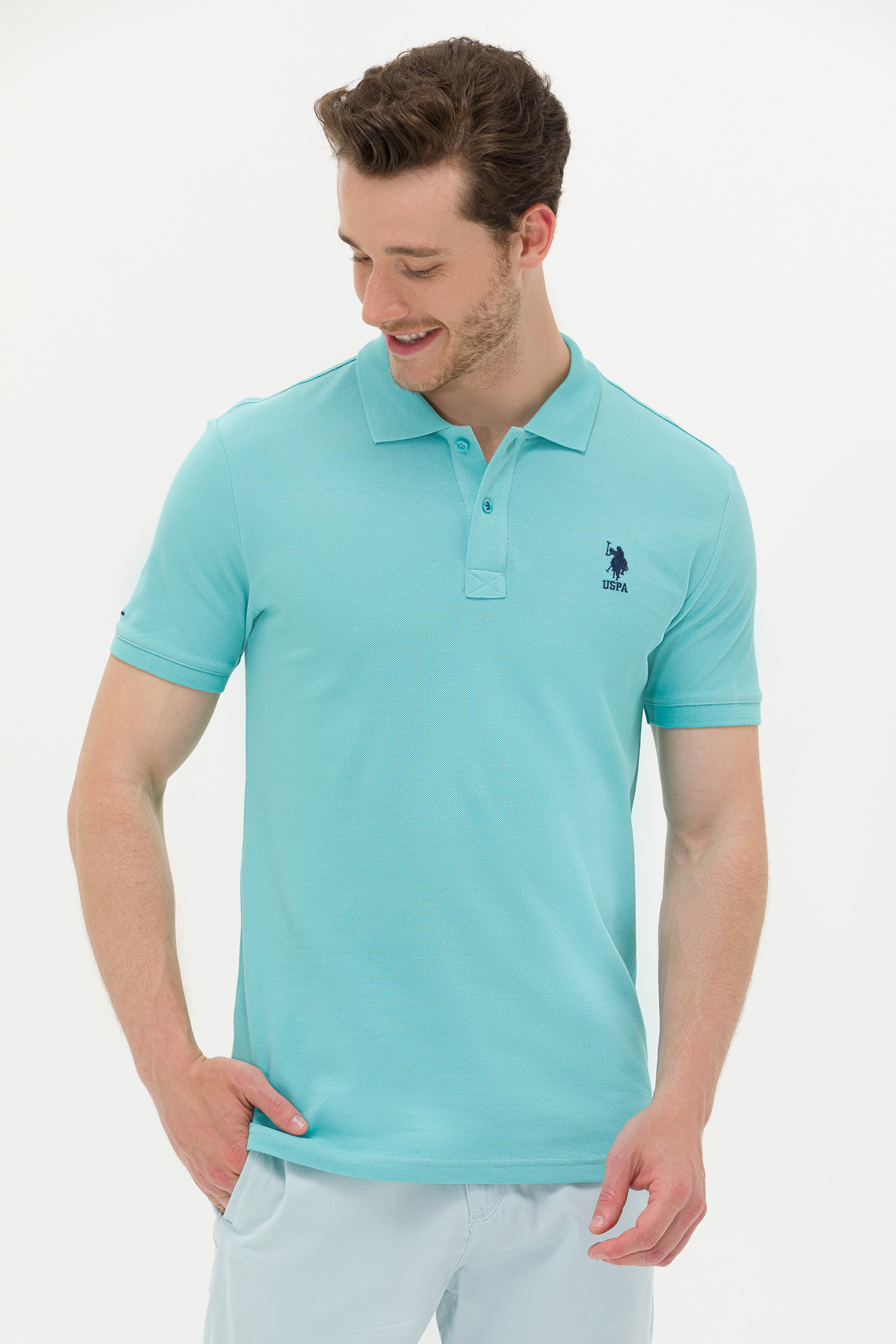 Erkek Mint Basic Polo Yaka Tişört - Image 3