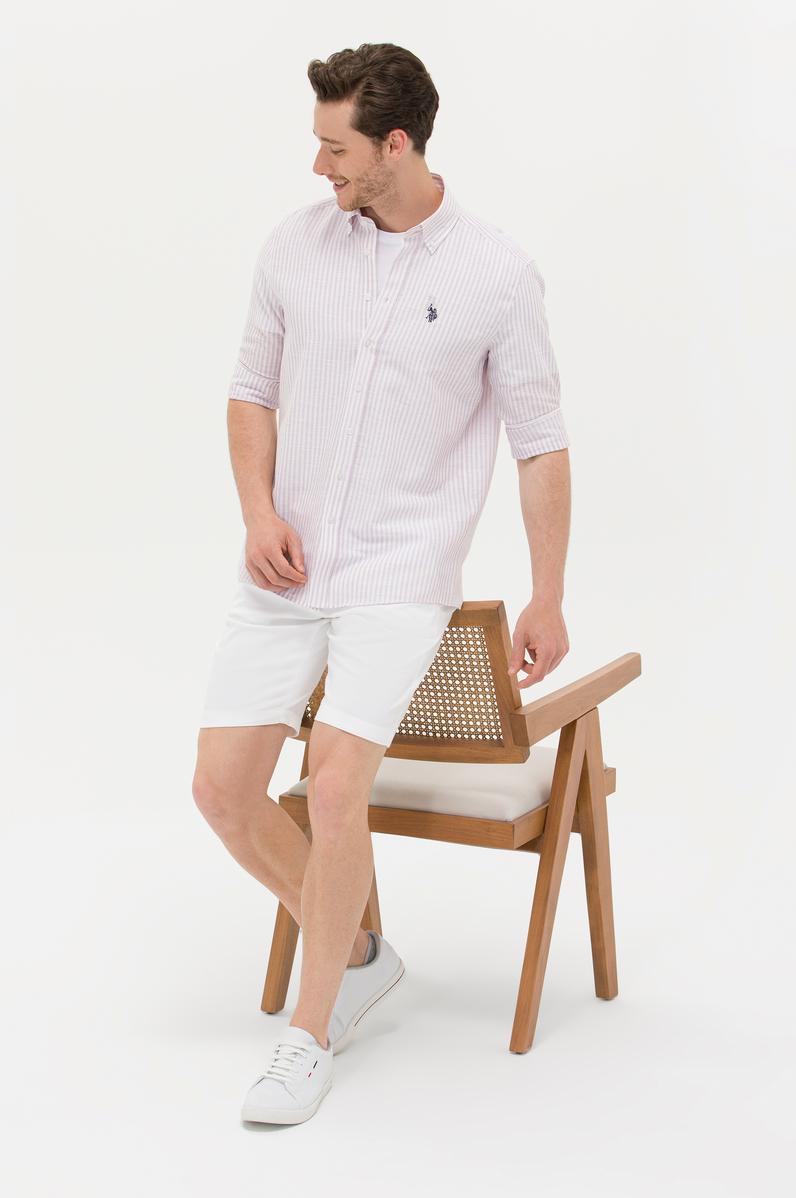 Erkek Manolya Çizgili Beyaz Gömlek