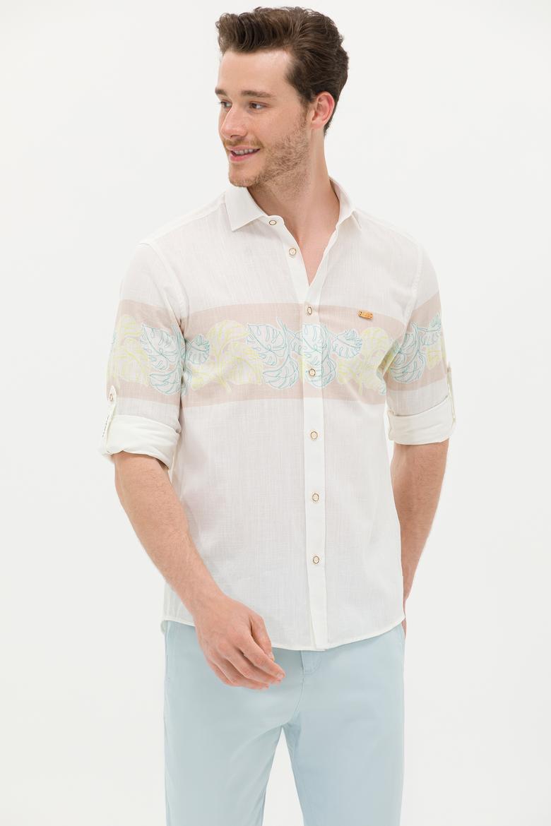 Erkek Krem Uzun Kollu Gömlek - 50263333009