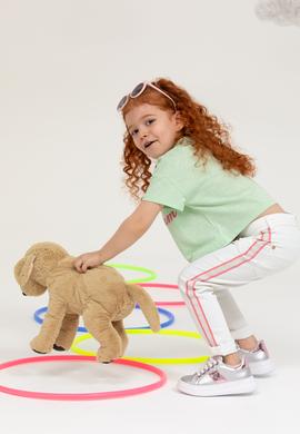 Kız Çocuk Beyaz Kanvas Pantolon - 50218410020