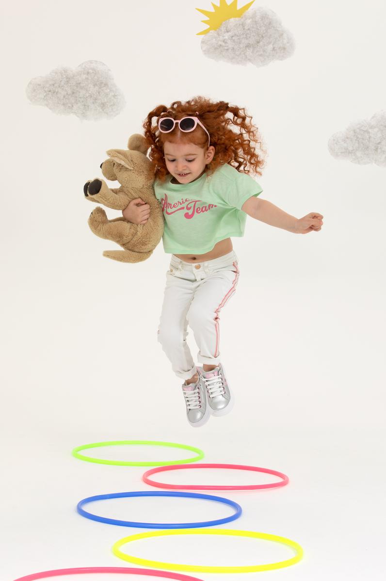 Kız Çocuk Beyaz Kanvas Pantolon