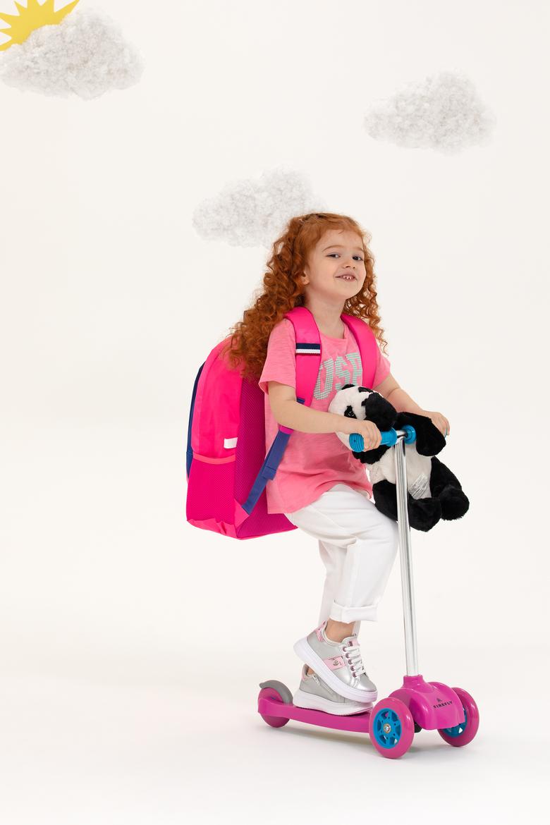 Çocuk Pembe Bisiklet Yaka Tişört - 50234830120